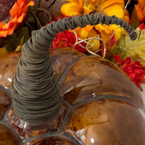GLASS PUMPKIN WITH WIRE STEM NWOT - Picture 2 of 6